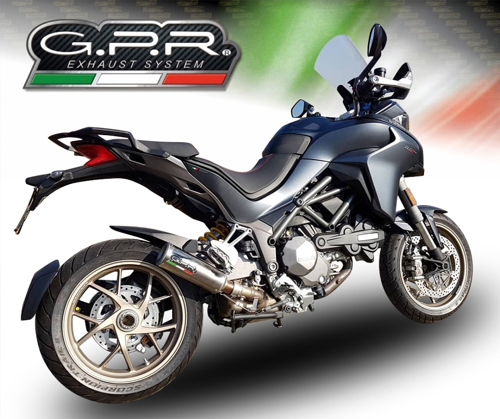 GPR escape compatible con  Ducati Multistrada 1260 2018-2020, M3 Titanium Natural, Escape legal, homologado, silenciador con db killer desmontable y tubo de conexión específico 