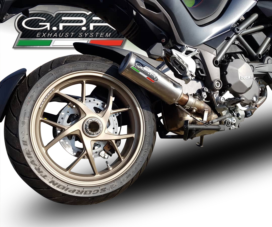 GPR escape compatible con  Ducati Multistrada 1260 2018-2020, M3 Titanium Natural, Escape legal, homologado, silenciador con db killer desmontable y tubo de conexión específico 