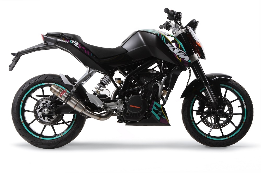 Escape compatible con Ktm Duke 200 2012-2020, Deeptone Inox, Escape racing, silenciador con tubo de conexion, articulo sin homologacion 