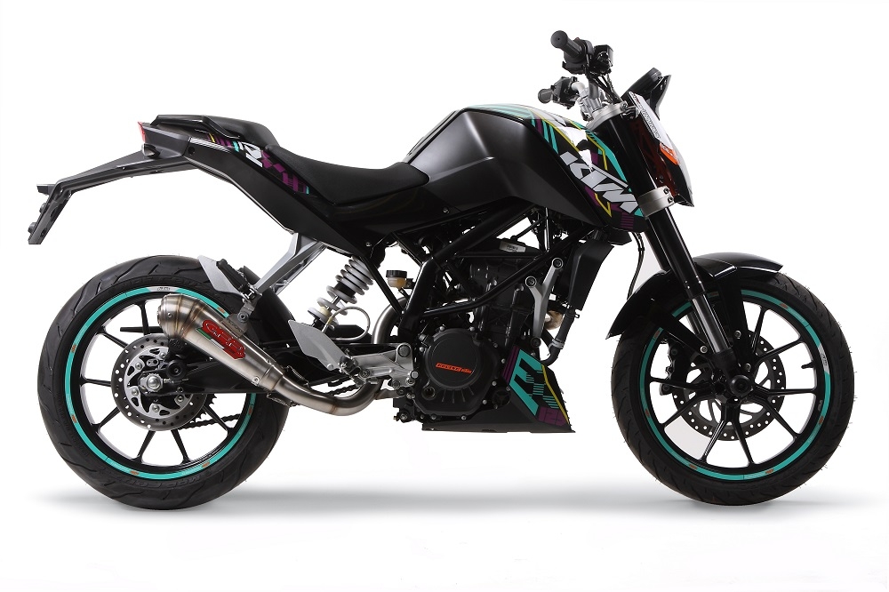 Escape compatible con Ktm Duke 200 2012-2020, Powercone Evo, Escape homologado, legal, con db killer extraíble, tubo de conexión y catalizador 