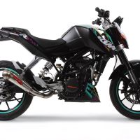 Escape compatible con Ktm Duke 200 2012-2020, Powercone Evo, Escape homologado, legal, con db killer extraíble, tubo de conexión y catalizador 
