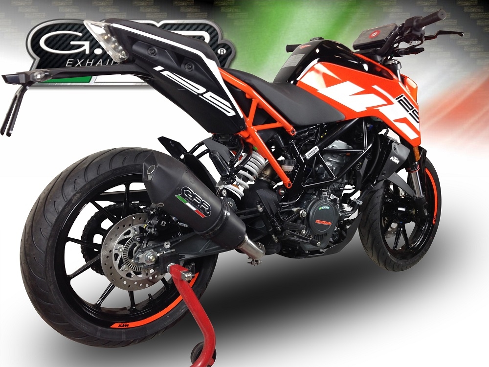 GPR escape compatible con  Ktm Duke 390 2017-2020, New Grand Prix Evo Black Titanium, Escape legal, homologado, silenciador con db killer desmontable y tubo de conexión específico 