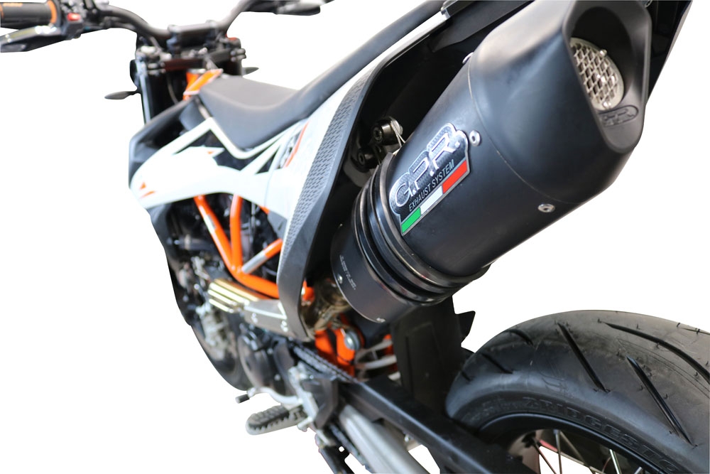 Escape compatible con Ktm Enduro 690 R 2021-2024, Furore Nero, Escape racing, silenciador con db killer y tubos de conexión 