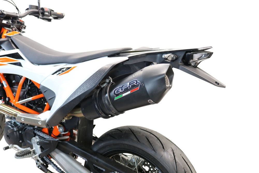 GPR escape compatible con  Ktm Enduro 690 R 2021-2024, New Grand Prix Evo Black Titanium, Escape homologado, legal, con db killer extraíble, tubo de conexión y catalizador 