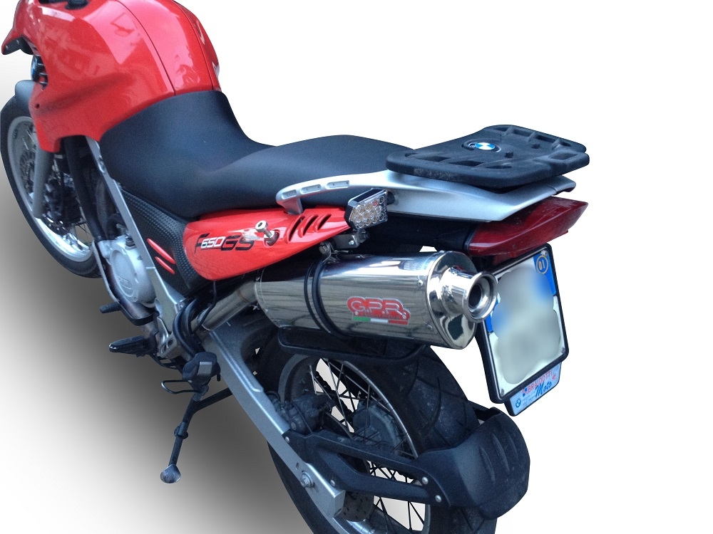 Escape compatible con Bmw F 650 Gs Twin 2008-2018, Trioval, Escape legal, homologado, silenciador con db killer desmontable y tubo de conexión específico 