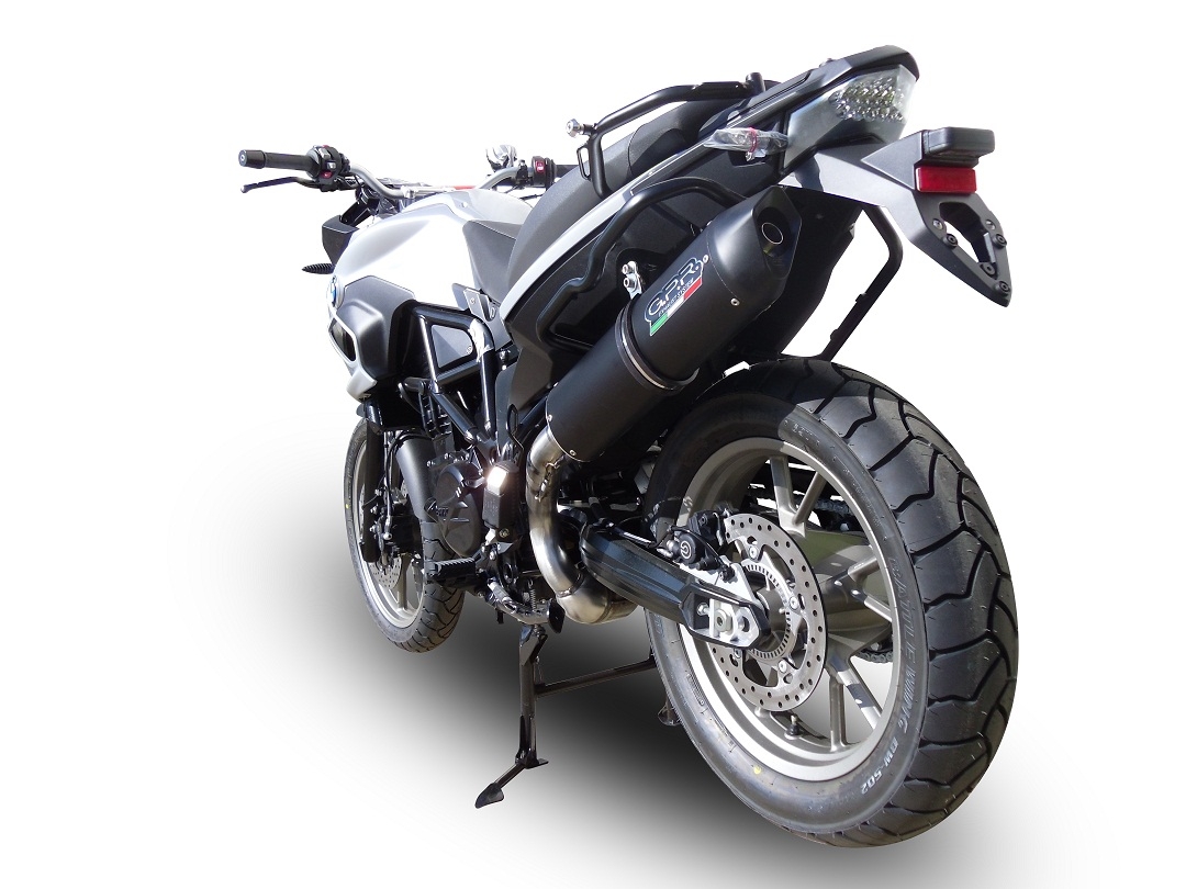 Escape compatible con Bmw F 700 Gs 2011-2015, Furore Nero, Escape legal, homologado, silenciador con db killer desmontable y tubo de conexión específico 