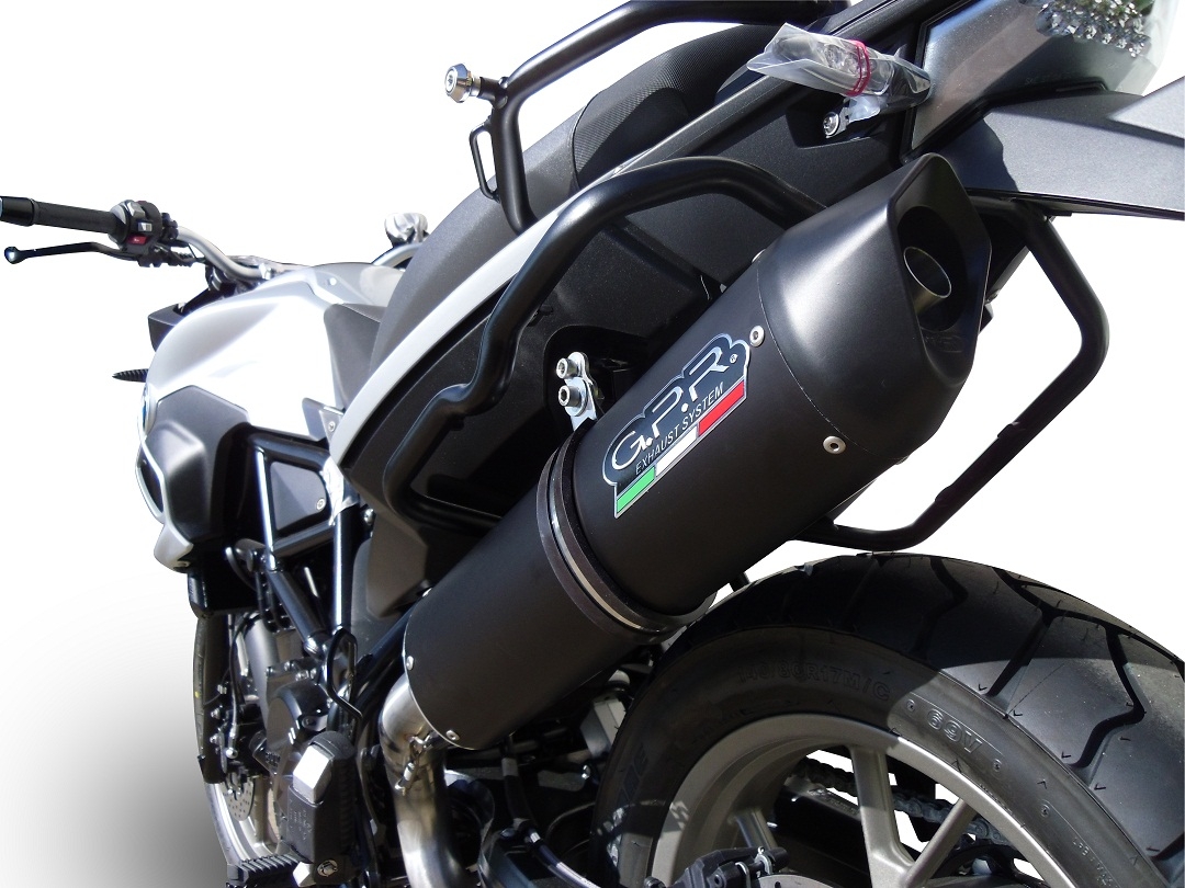 Escape compatible con Bmw F 700 Gs 2011-2015, Furore Nero, Escape legal, homologado, silenciador con db killer desmontable y tubo de conexión específico 
