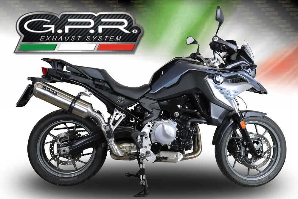 Escape compatible con Bmw F 750 Gs 2018-2020, Satinox, Escape legal, homologado, silenciador con db killer desmontable y tubo de conexión específico 