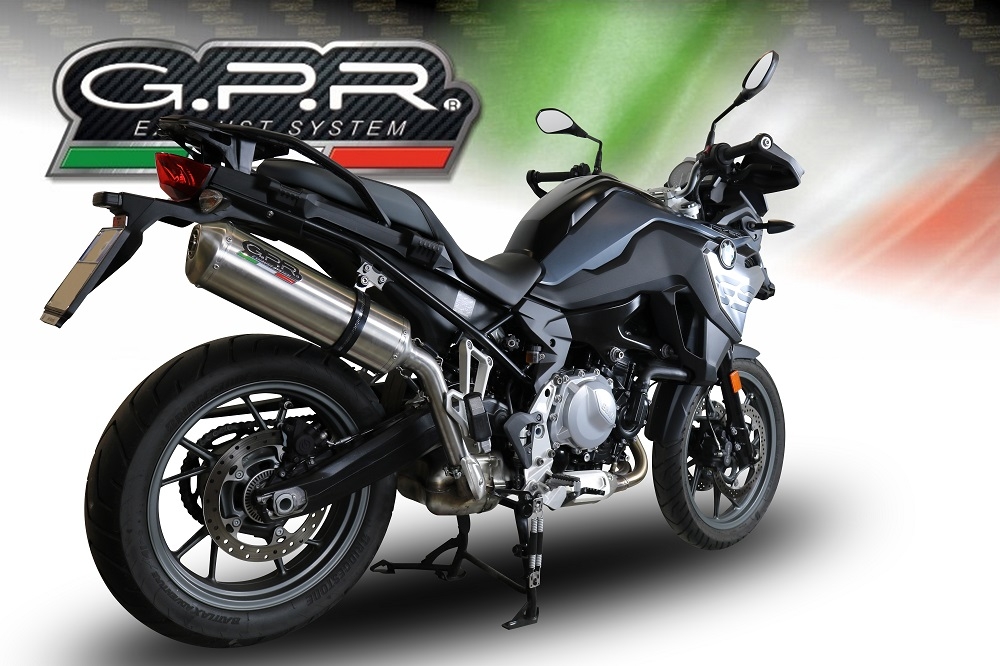 Escape compatible con Bmw F 750 Gs 2018-2020, Satinox, Escape legal, homologado, silenciador con db killer desmontable y tubo de conexión específico 