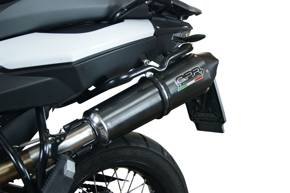 Escape compatible con Bmw F 800 GS Adventure 2016-2018, GP Evo4 Black Titanium, Escape legal, homologado, silenciador con db killer desmontable y tubo de conexión específico 