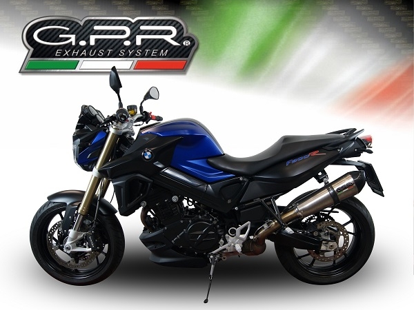 Escape compatible con Bmw F 800 R 2017-2019, GP Evo4 Titanium, Escape legal, homologado, silenciador con db killer desmontable y tubo de conexión específico 