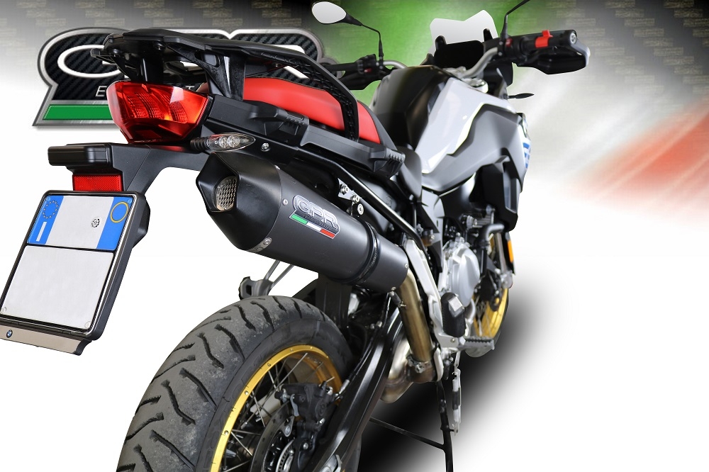 Escape compatible con Bmw F 850 Gs -Adventure 2021-2024, GP Evo4 Black Titanium, Escape legal, homologado, silenciador con db killer desmontable y tubo de conexión específico 