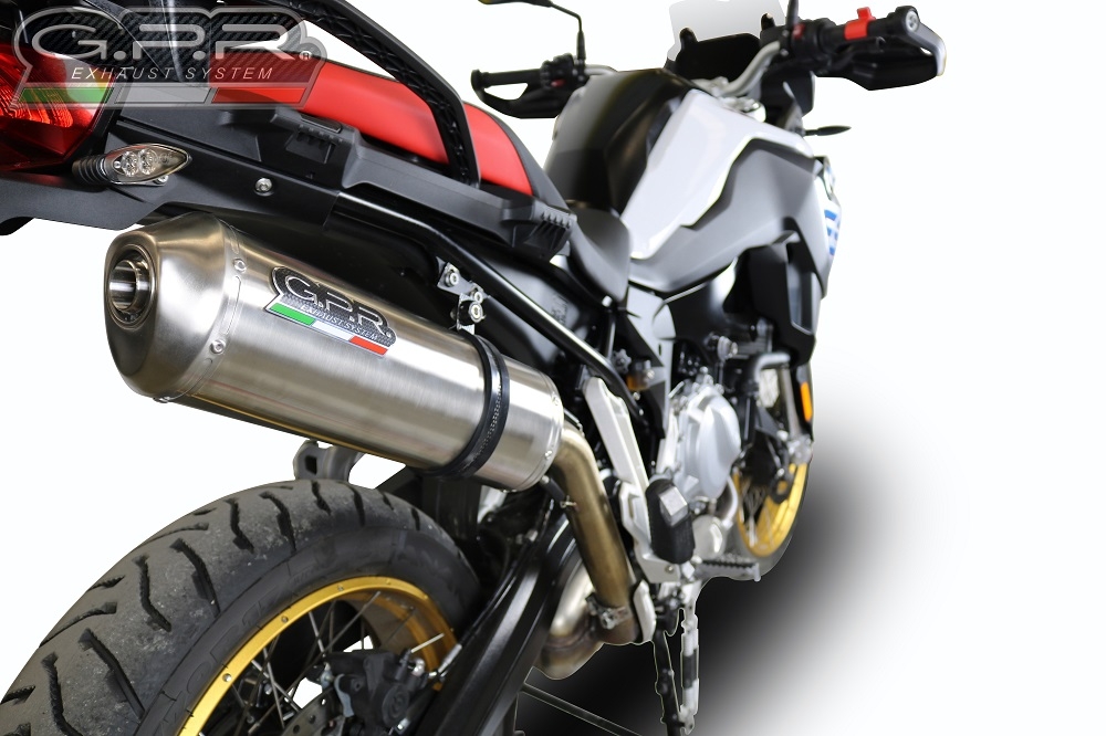 Escape compatible con Bmw F 850 Gs -Adventure 2021-2024, Satinox , Escape legal, homologado, silenciador con db killer desmontable y tubo de conexión específico 