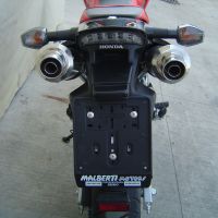 Escape compatible con Honda Fmx 650 2005-2008, Inox Tondo, Par de terminales de escape homologados, con db killer extraíble, catalizadores y tubo de conexión específico 