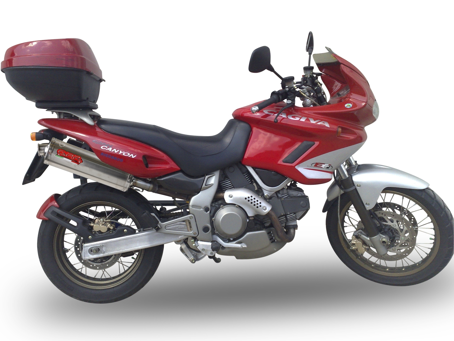 Escape compatible con Cagiva Gran Canyon 1998-2000, Trioval, Par de terminales de escape homologados, con db killer extraíbles y tubos de conexión específicos 