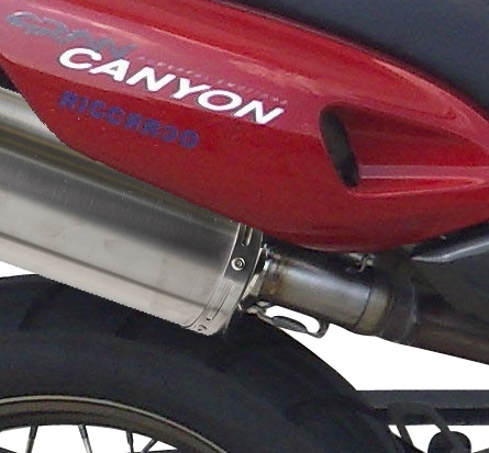 Escape compatible con Cagiva Gran Canyon 1998-2000, Trioval, Par de terminales de escape homologados, con db killer extraíbles y tubos de conexión específicos 