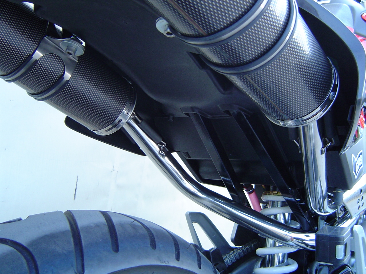 Escape compatible con Honda Fmx 650 2005-2008, Inox Tondo, Par de terminales de escape homologados, con db killer extraíble, catalizadores y tubo de conexión específico 