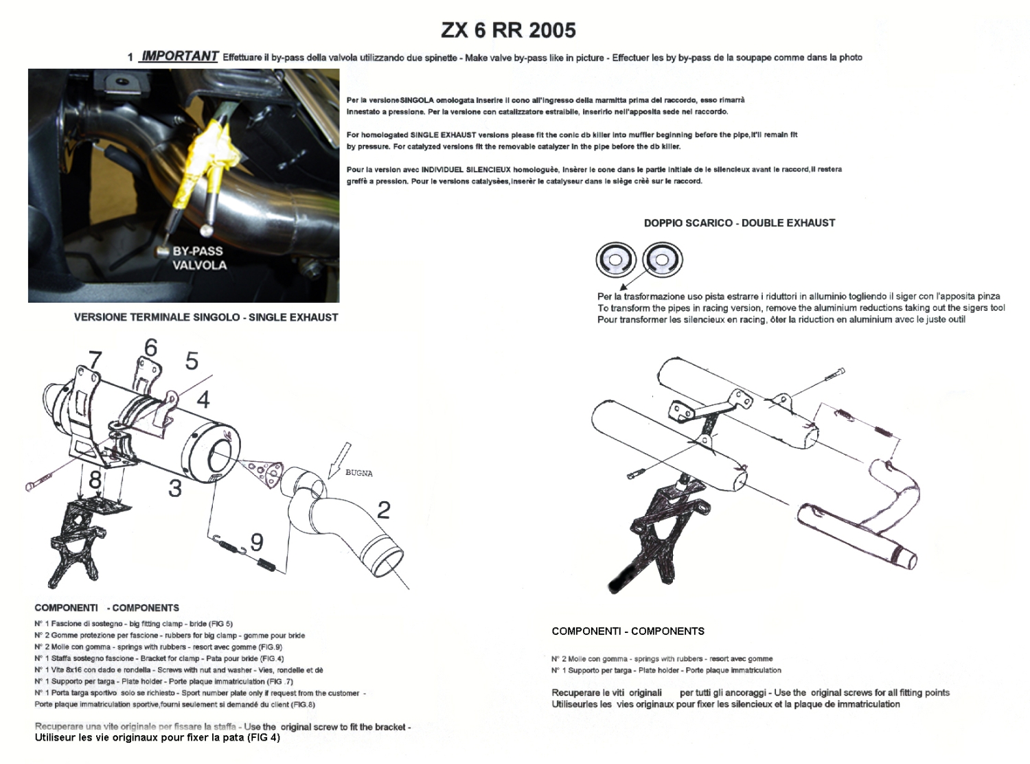 Escape compatible con Kawasaki Zx-6R 2005-2006, Deeptone Inox, Escape legal, homologado, silenciador con db killer desmontable y tubo de conexión específico 