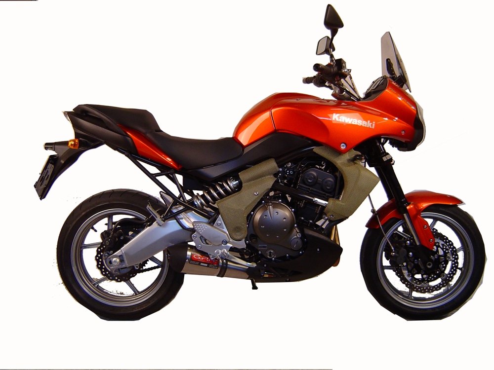 Escape compatible con Kawasaki Versys 650 2006-2014, Gpe Ann. titanium, Escape legal, homologado, silenciador con db killer desmontable y tubo de conexión específico 