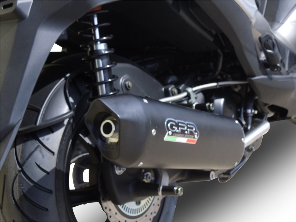 Escape compatible con Hyosung Comet 650 Gt - R 2004-2016, Furore Nero, Silenciador de escape, homologado, montaje con brida específica (bolt-on), con db killer extraíble 