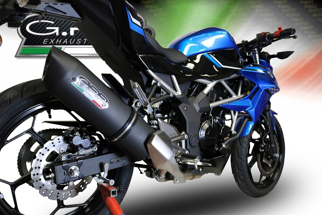 Escape compatible con Kawasaki Ninja 125 2019-2020, Furore Evo4 Nero, Escape legal, homologado, silenciador con db killer desmontable y tubo de conexión específico 