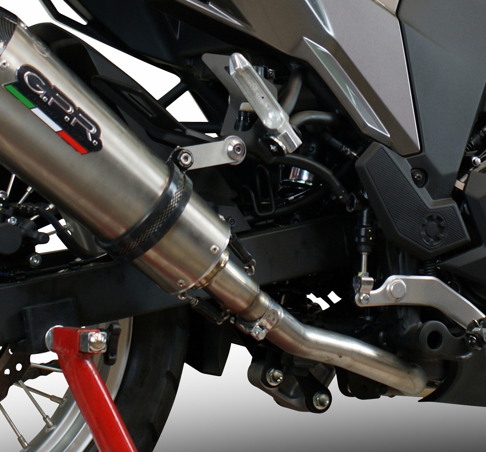 Escape compatible con Kawasaki Versys-X 250 2017-2020, GP Evo4 Titanium, Escape legal, homologado, silenciador con catalizador, db killer desmontable y tubo de conexión específico 