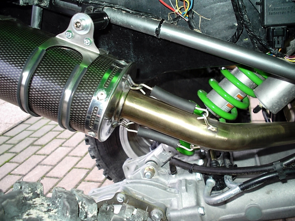 Escape compatible con Kawasaki Kfx 700 2004-2011, Deeptone Atv, Sistema de escape completo homologado y legal con doble silenciador, con db killer extraible y colector especifico 