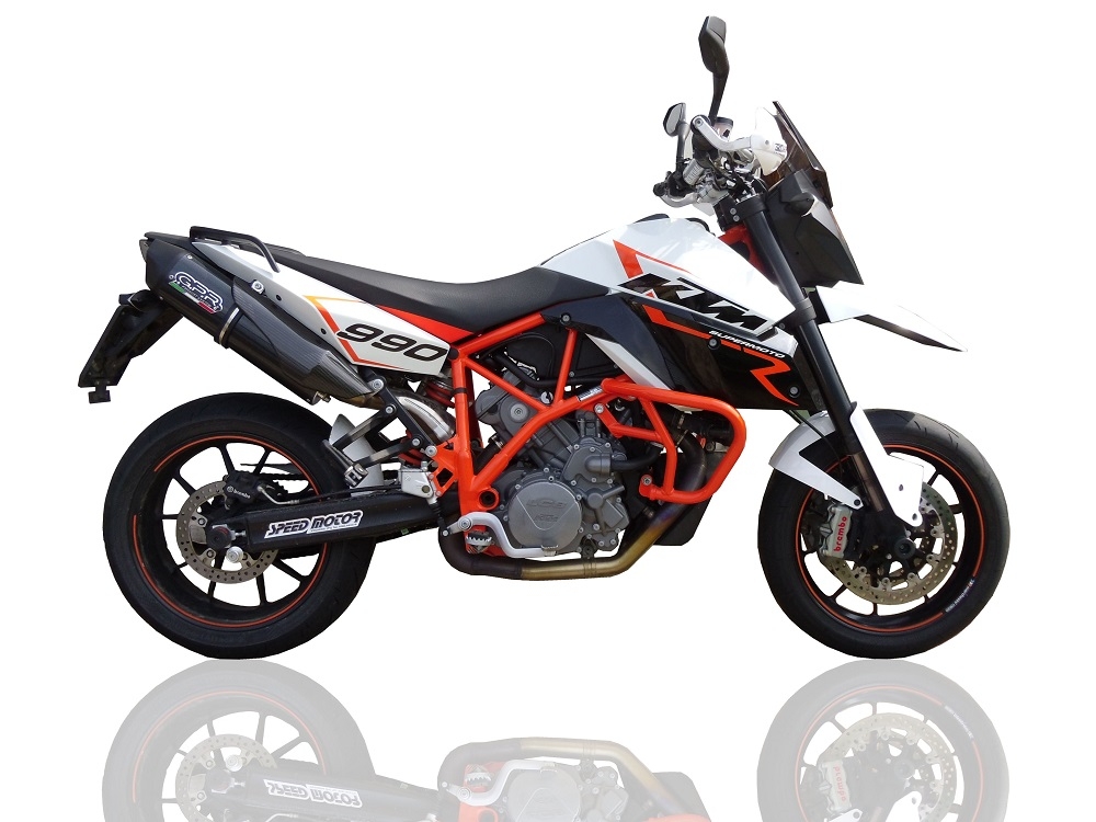 Escape compatible con Ktm LC8 Supermoto 950 2005-2008, Furore Nero, Pareja de silenciadores homologados, montaje con bridas específicas, entregados con db killers desmontables 