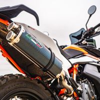 Escape compatible con Ktm Adventure 890 2021-2024, Dual Poppy, Escape legal, homologado, silenciador con db killer desmontable y tubo de conexión específico 