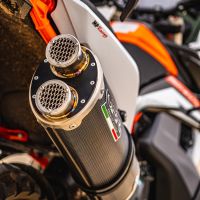 Escape compatible con Ktm Adventure 890 2021-2024, Dual Poppy, Escape legal, homologado, silenciador con db killer desmontable y tubo de conexión específico 