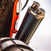 Escape compatible con Ktm Adventure 890 2021-2024, Dual Poppy, Escape legal, homologado, silenciador con db killer desmontable y tubo de conexión específico 