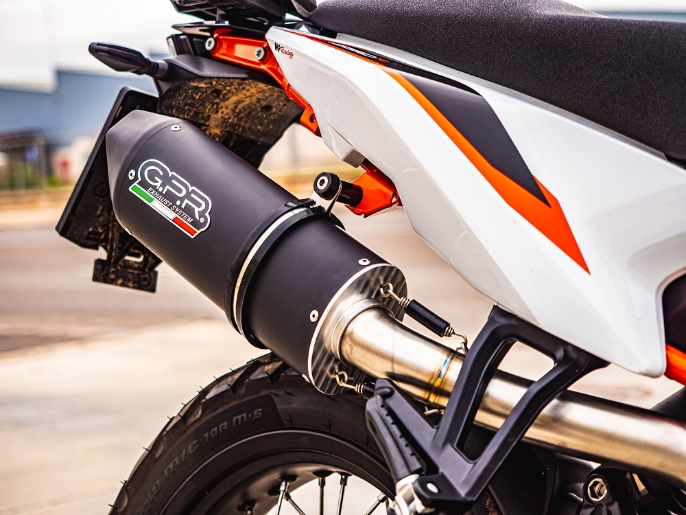 Escape compatible con Ktm Duke 890 2021-2024, Furore Nero, Escape racing, silenciador con tubo de conexion, articulo sin homologacion 