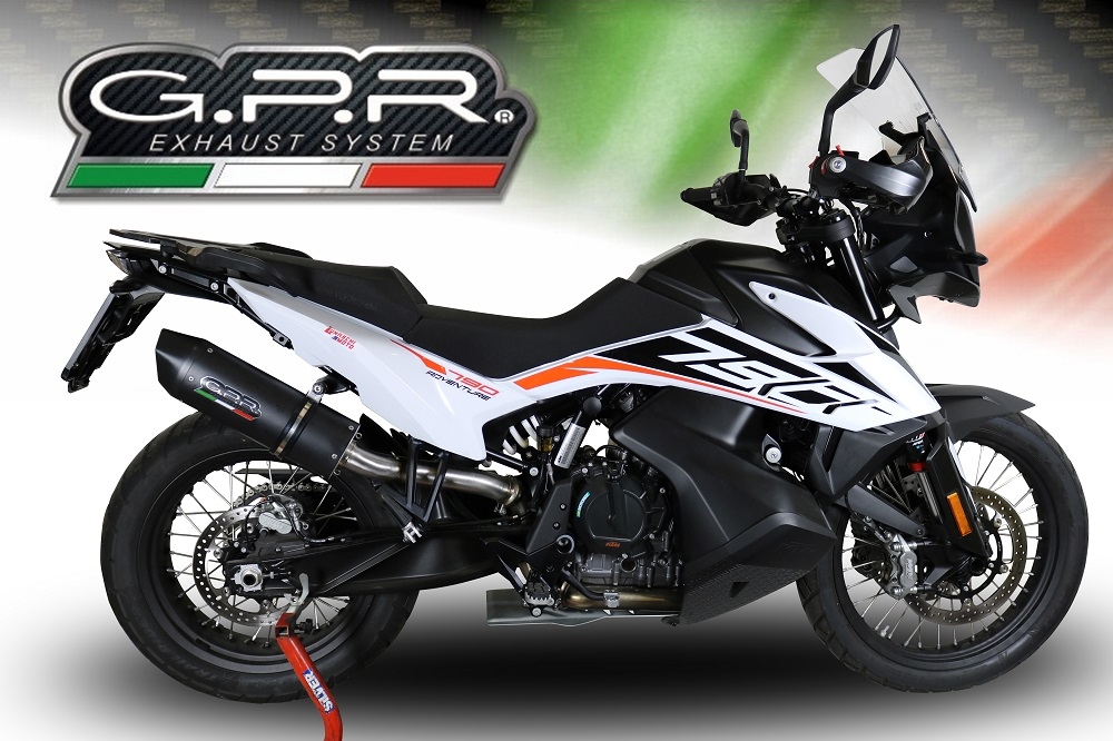 Escape compatible con Ktm Adventure 790 2021-2024, Furore Nero, Escape racing, silenciador con tubo de conexion, articulo sin homologacion 