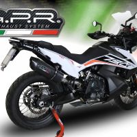 Escape compatible con Ktm Adventure 790 2021-2024, Furore Nero, Escape racing, silenciador con tubo de conexion, articulo sin homologacion 