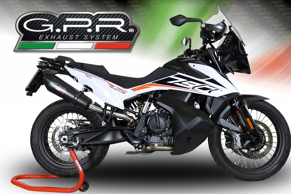 GPR escape compatible con  Ktm Adventure 790 2018-2020, New Grand Prix Evo Black Titanium, Escape legal, homologado, silenciador con db killer desmontable y tubo de conexión específico 