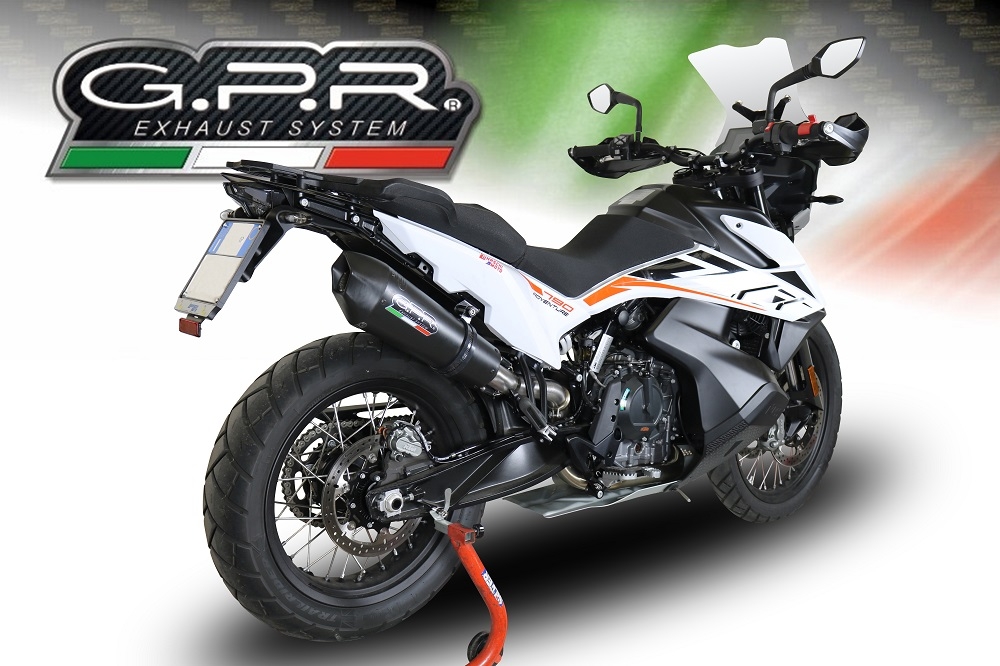 GPR escape compatible con  Ktm Adventure 790 2018-2020, New Grand Prix Evo Black Titanium, Escape legal, homologado, silenciador con db killer desmontable y tubo de conexión específico 