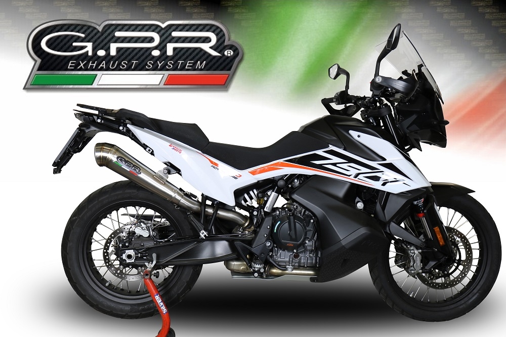 Escape compatible con Ktm Adventure 790 2025-2026, Powercone Evo, Escape legal, homologado, silenciador con db killer desmontable y tubo de conexión específico 