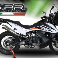 Escape compatible con Ktm Adventure 790 2025-2026, Powercone Evo, Escape legal, homologado, silenciador con db killer desmontable y tubo de conexión específico 