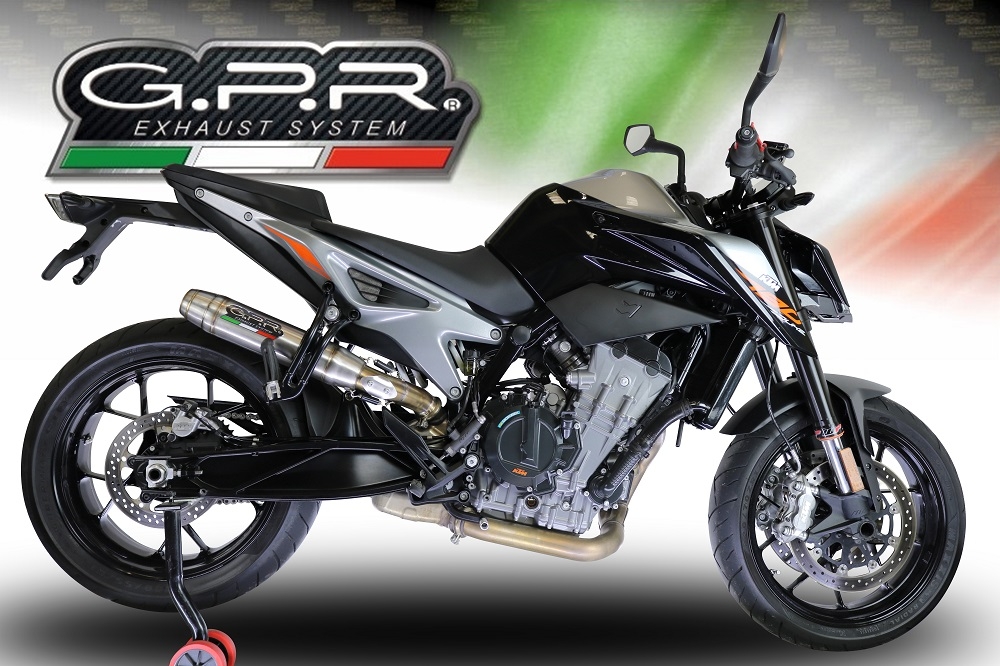Escape compatible con Ktm Duke 790 2021-2024, Deeptone Inox, Escape racing, silenciador con tubo de conexion, articulo sin homologacion 