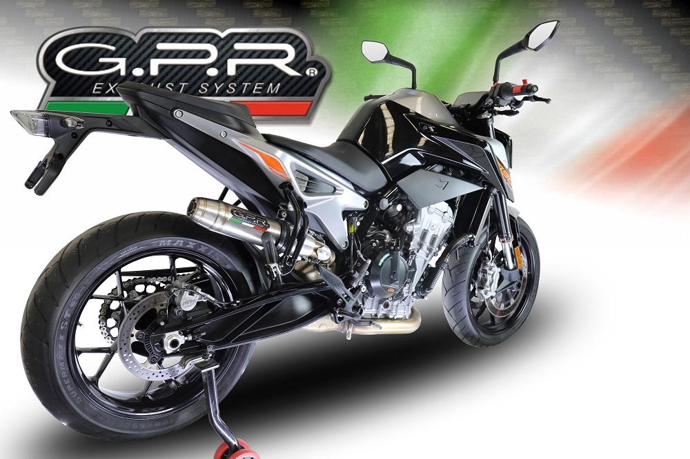 Escape compatible con Ktm Duke 790 2021-2024, Deeptone Inox, Escape racing, silenciador con tubo de conexion, articulo sin homologacion 