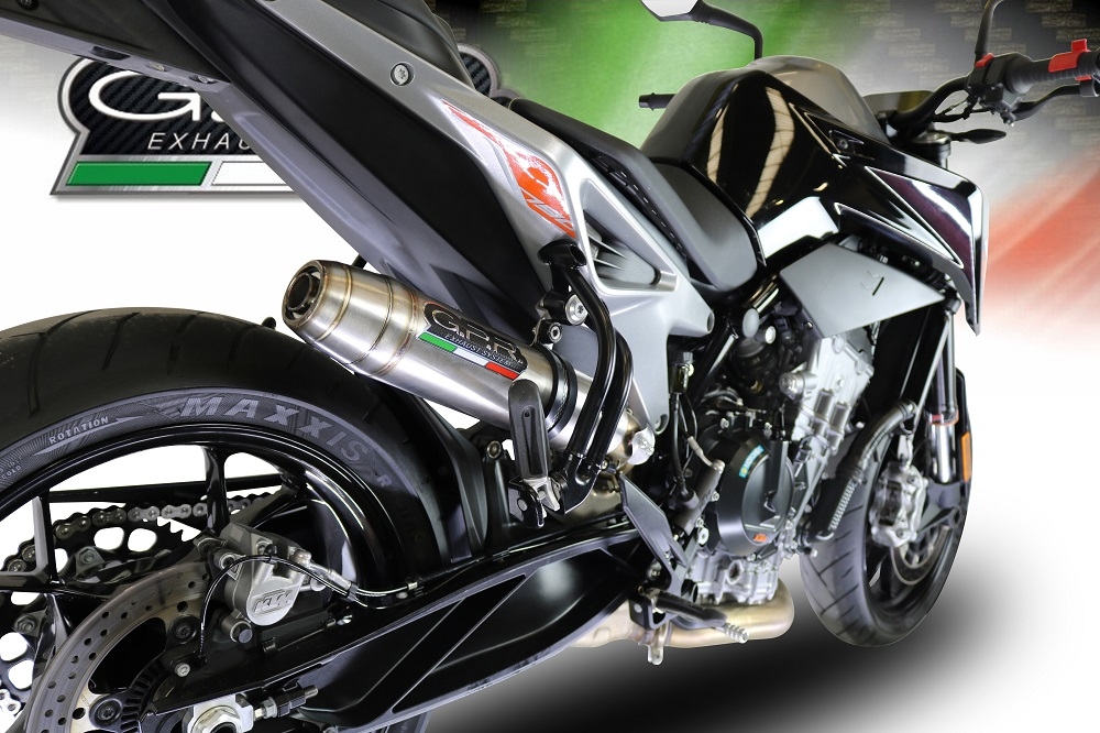 Escape compatible con Ktm Duke 790 2021-2024, Deeptone Inox, Escape racing, silenciador con tubo de conexion, articulo sin homologacion 