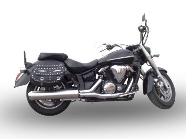 Escape compatible con Yamaha Xvs 1300 Midnight Star 2006-2014, Inox Oval Bomb, Escape legal, homologado, silenciador con db killer desmontable y tubo de conexión específico 