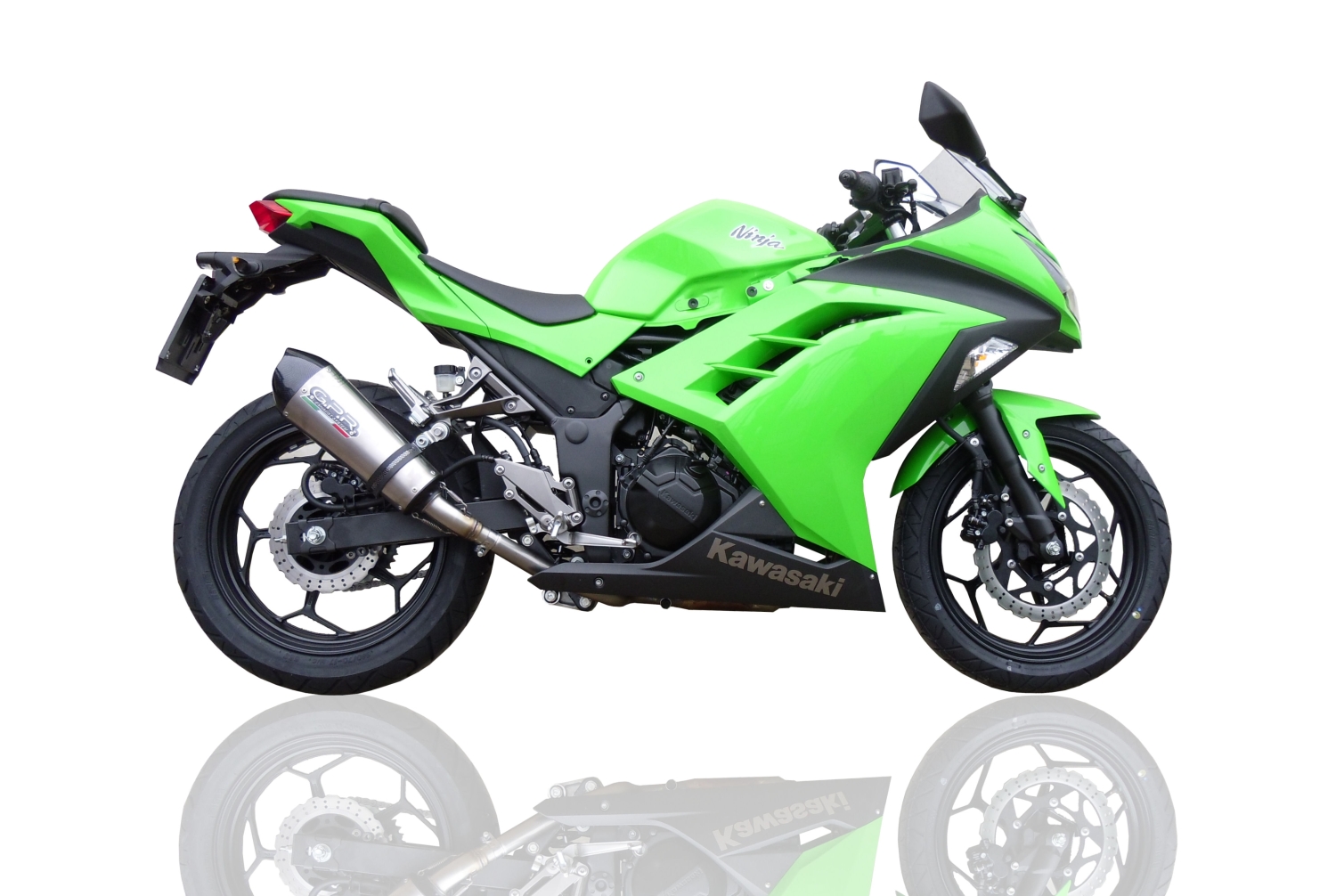 Escape compatible con Kawasaki Ninja 300 R 2012-2017, Gpe Ann. titanium, Escape legal, homologado, silenciador con db killer desmontable y tubo de conexión específico 