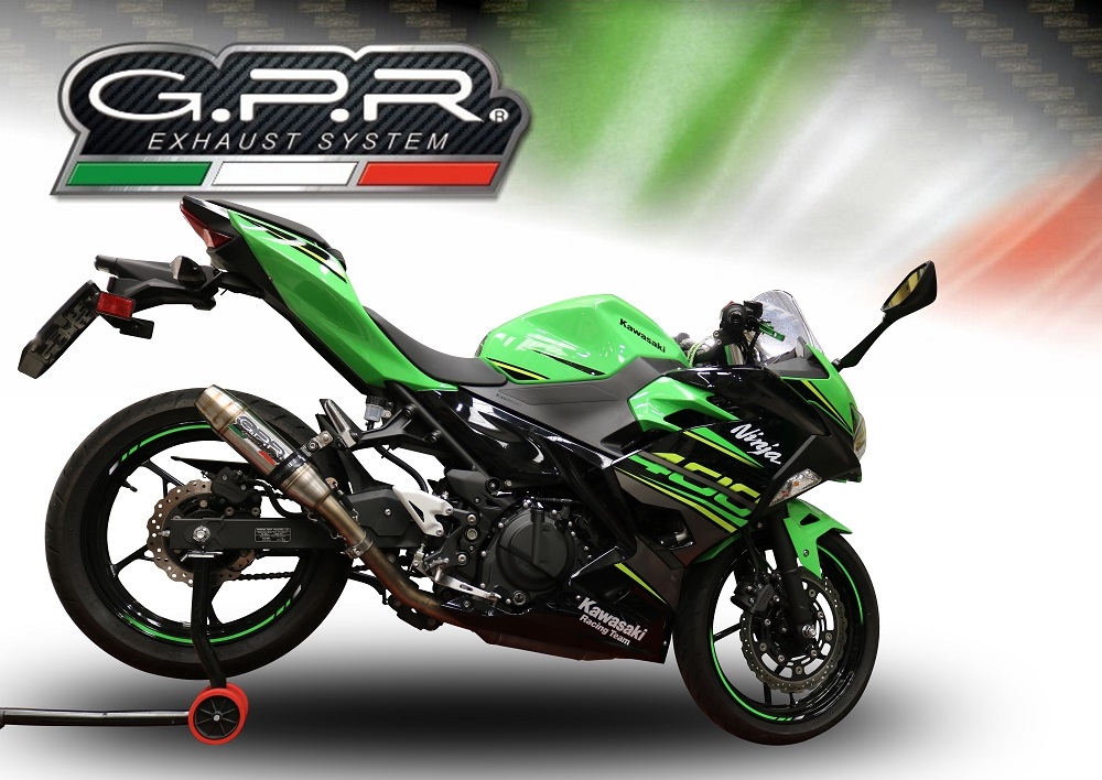 Escape compatible con Kawasaki Ninja 400 2018-2022, Deeptone Inox, Escape racing, linea completa, suministrado con colector especifico, articulo sin homologacion 