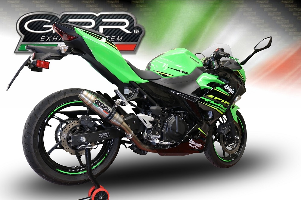 Escape compatible con Kawasaki Ninja 400 2018-2022, Deeptone Inox, Escape racing, linea completa, suministrado con colector especifico, articulo sin homologacion 