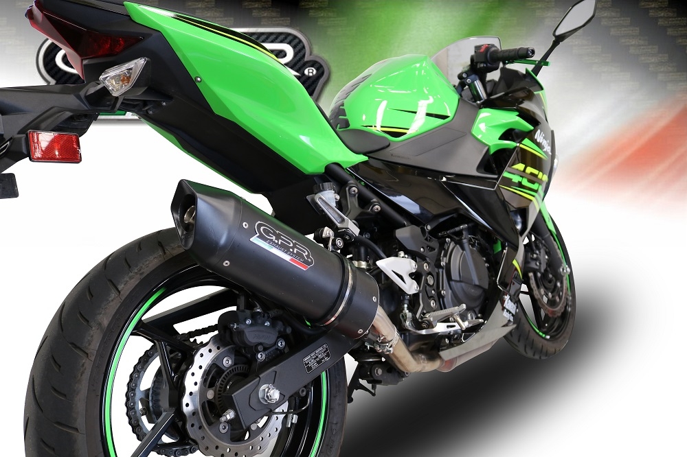 Escape compatible con Kawasaki Ninja 400 2018-2022, Furore Evo4 Nero, Escape legal, homologado, silenciador con db killer desmontable y tubo de conexión específico 