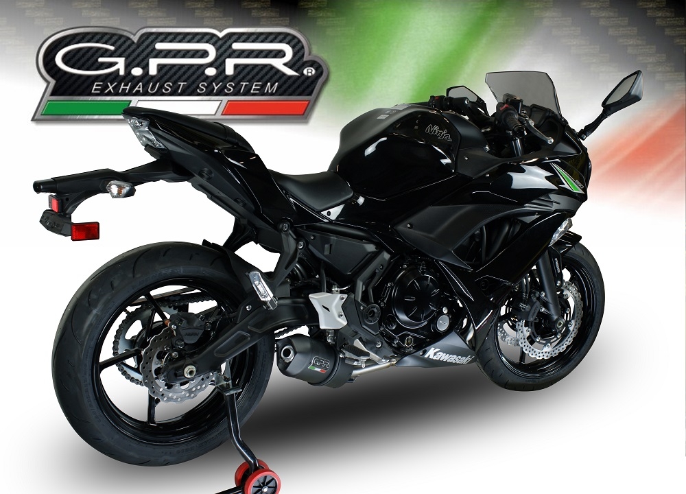 Escape compatible con Kawasaki Ninja 650 2017-2020, Furore Nero, Escape completo homologado y legal,con catalizador incluido db killer extraíble 