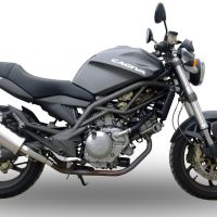 Escape compatible con Cagiva Raptor 650 2001-2005, Trioval, Par de terminales de escape homologados, con db killer extraíbles y tubos de conexión específicos 