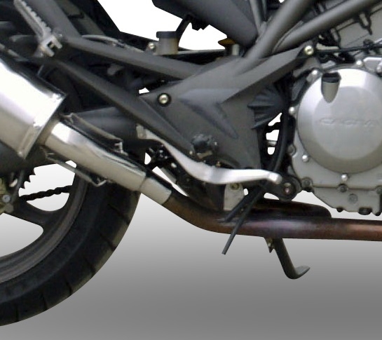 Escape compatible con Cagiva Raptor 650 2001-2005, Trioval, Par de terminales de escape homologados, con db killer extraíbles y tubos de conexión específicos 