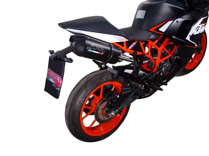 Escape compatible con Ktm Rc 200 2014-2021, Furore Nero, Escape racing, silenciador con tubo de conexion, articulo sin homologacion 
